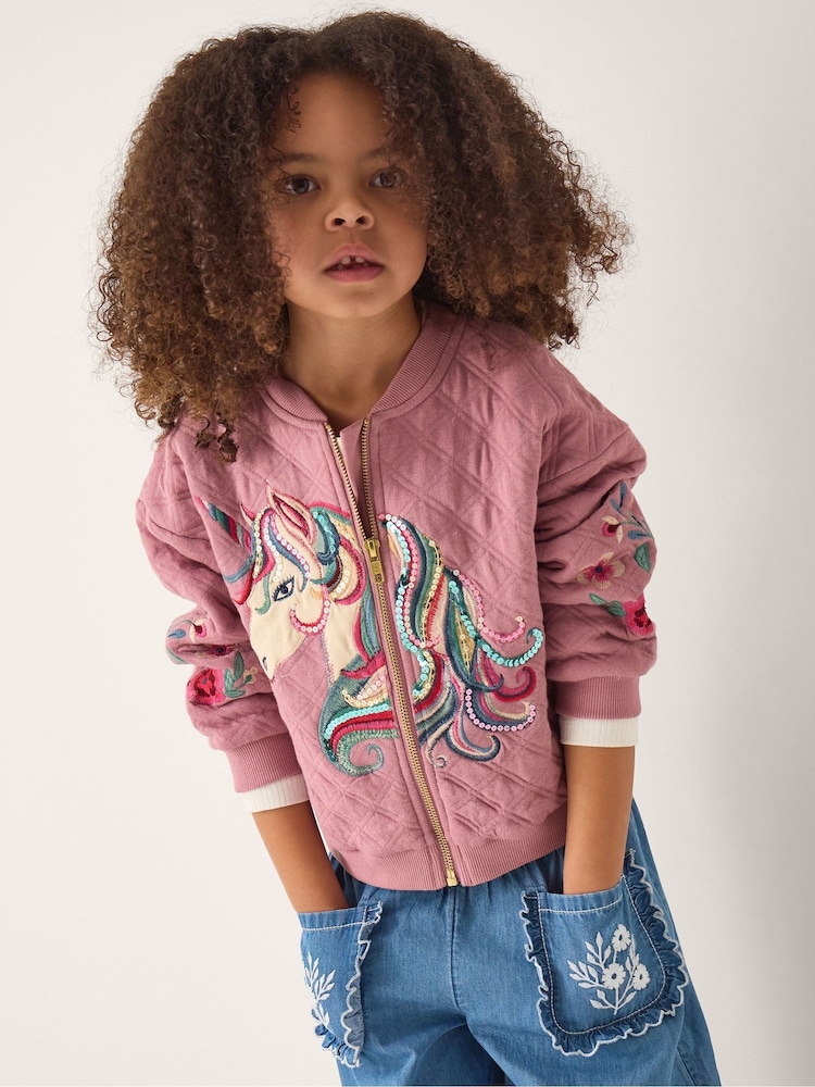 Monsoon Embellished Unicorn Quilted Bomber Jacket - תמונה 1 מתוך 1 Monsoon Embellished Unicorn Quilted Bomber Jacket - תמונה 1 מתוך 1