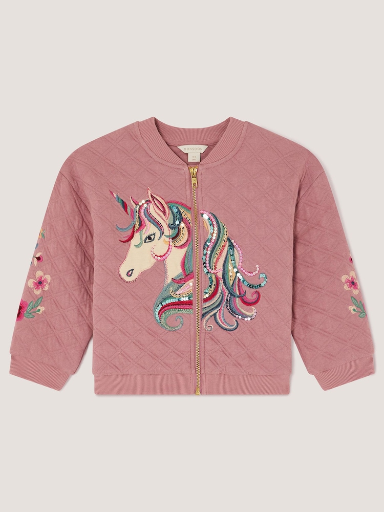 Monsoon Embellished Unicorn Quilted Bomber Jacket - Imagen 2 de 5