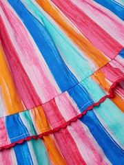 Monsoon Rainbow Stripe Tiered Dress - Imaginea 4 din 4