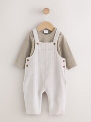 Neutral Plain Cord Dungaree and Bodysuit Baby Set (0mths-2yrs) - Image 1 of 6