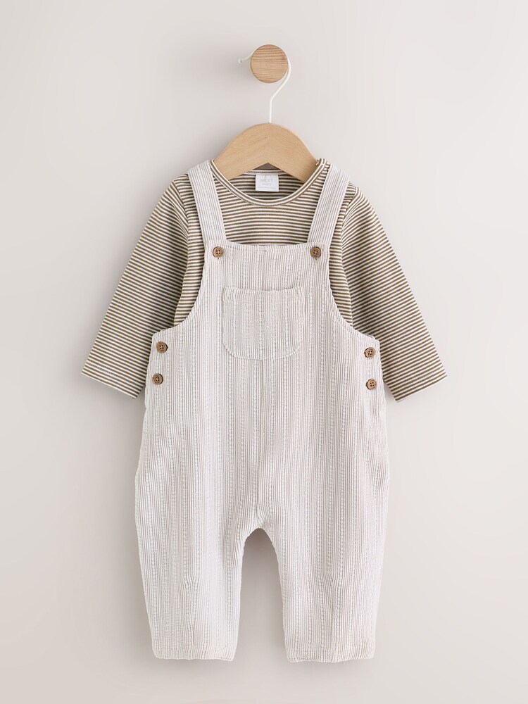 Neutral Plain Cord Dungaree and Bodysuit Baby Set (0mths-2yrs) - Image 1 of 6 Neutral Plain Cord Dungaree and Bodysuit Baby Set (0mths-2yrs) - Image 1 of 6