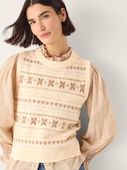 Monsoon Natural Febe Fair Isle Knitted Vest - Image 1 of 5