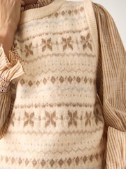 Monsoon Natural Febe Fair Isle Knitted Vest - Image 2 of 5