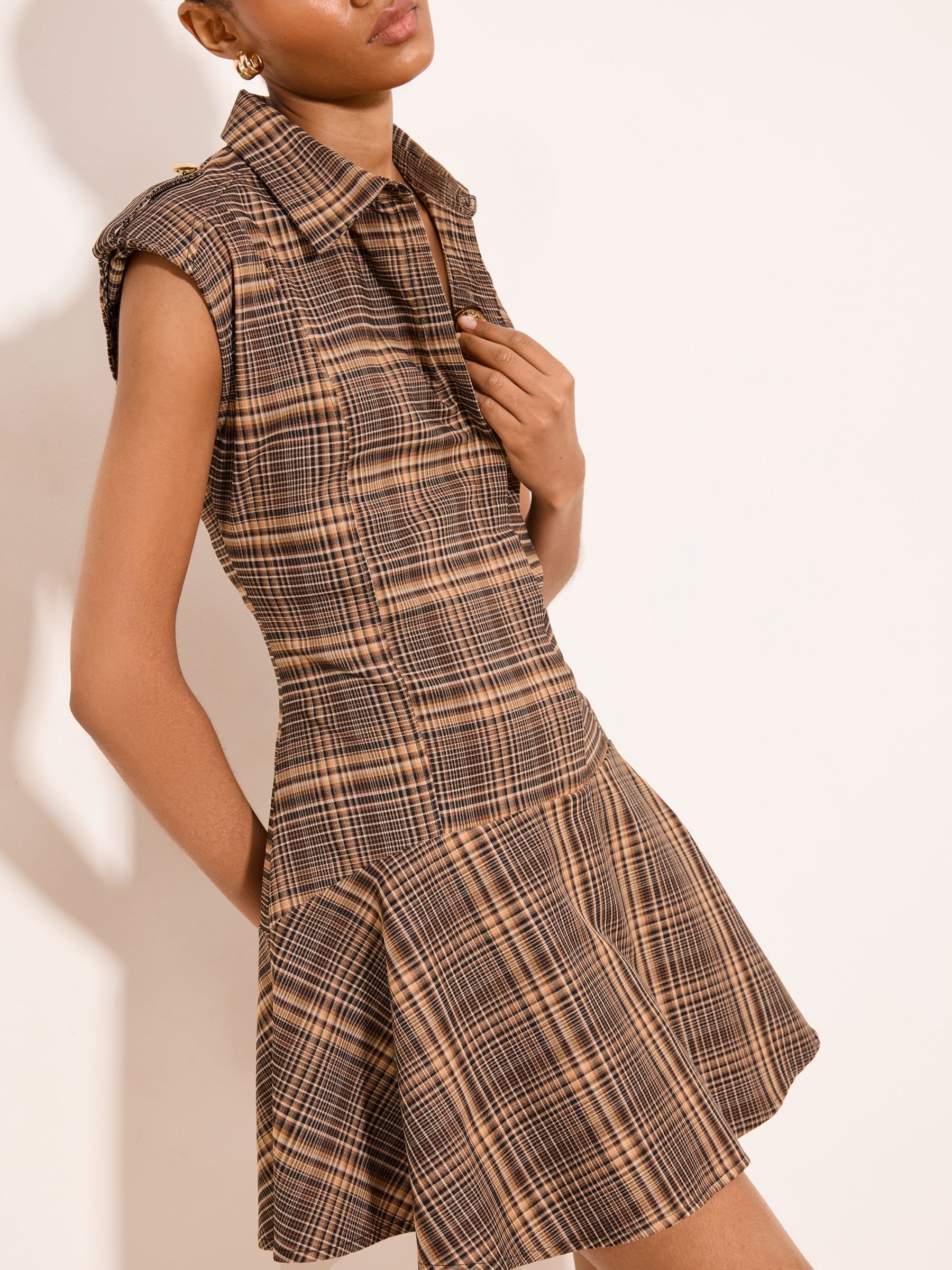 【andmary】Mimi check set mini dress brown G94645s.jpg