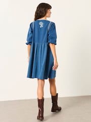 FatFace Cassie Blue Detail Dress - Image 3 of 7