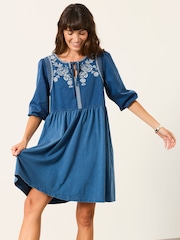 FatFace Cassie Blue Detail Dress - Image 4 of 7