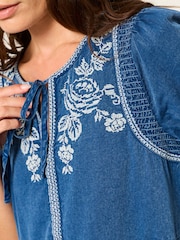 FatFace Cassie Blue Detail Dress - Image 6 of 7