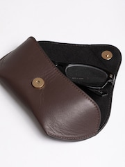 Lakeland Leather Brown Flapover Leather Glasses Case - Image 3 of 4