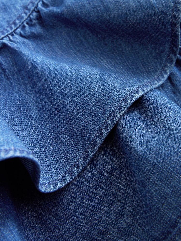 Mid Blue Frill Flippy Denim Mini Skirt - Image 2 of 4 Mid Blue Frill Flippy Denim Mini Skirt - Image 2 of 4