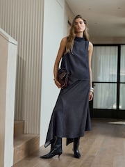 Indigo Blue N.Premium Asymmetric Lightweight Denim Skirt - Image 1 of 7