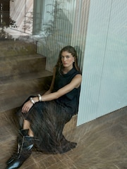 Indigo Blue N.Premium Asymmetric Lightweight Denim Skirt - Image 2 of 7