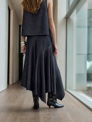 Indigo Blue N.Premium Asymmetric Lightweight Denim Skirt - Image 3 of 7