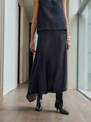 Indigo Blue N.Premium Asymmetric Lightweight Denim Skirt - Image 4 of 7