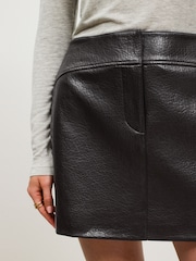 Chocolate Brown Textured Faux Leather Mini Skirt - Image 4 of 7