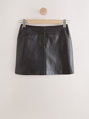 Chocolate Brown Textured Faux Leather Mini Skirt - Image 5 of 7