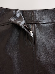 Chocolate Brown Textured Faux Leather Mini Skirt - Image 6 of 7