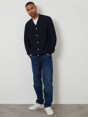 Azul marinho - Casaco de lã Threadbare Basket Stitch - Imagem 3 de 4