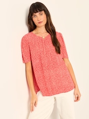 FatFace Lyndy Red Coral Texture Petite Blouse - Image 1 of 6