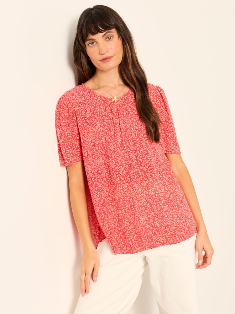 FatFace Lyndy Red Coral Texture Petite Blouse - Image 1 of 6