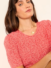 FatFace Lyndy Red Coral Texture Petite Blouse - Image 3 of 6