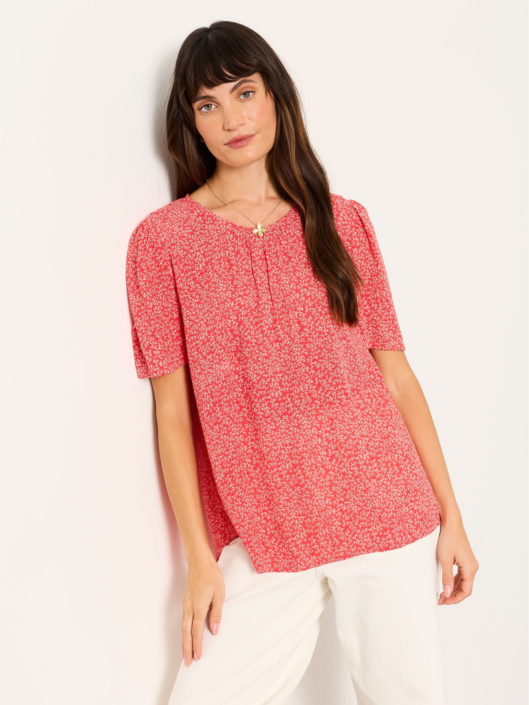 Fat Face Women's Blouse - Red - LENZING™ ECOVERO™ Viscose