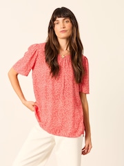 FatFace Lyndy Red Coral Texture Blouse - Image 1 of 6