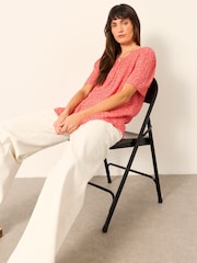 FatFace Lyndy Red Coral Texture Blouse - Image 5 of 6