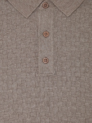 Threadbare Brown Basket Stitch Knitted Polo Shirt - Image 5 of 5