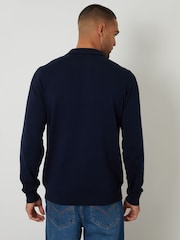 Threadbare Blue Knitted Long Sleeve Polo Jumper - Image 3 of 8