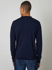 Threadbare Blue Knitted Long Sleeve Polo Jumper - Image 7 of 8
