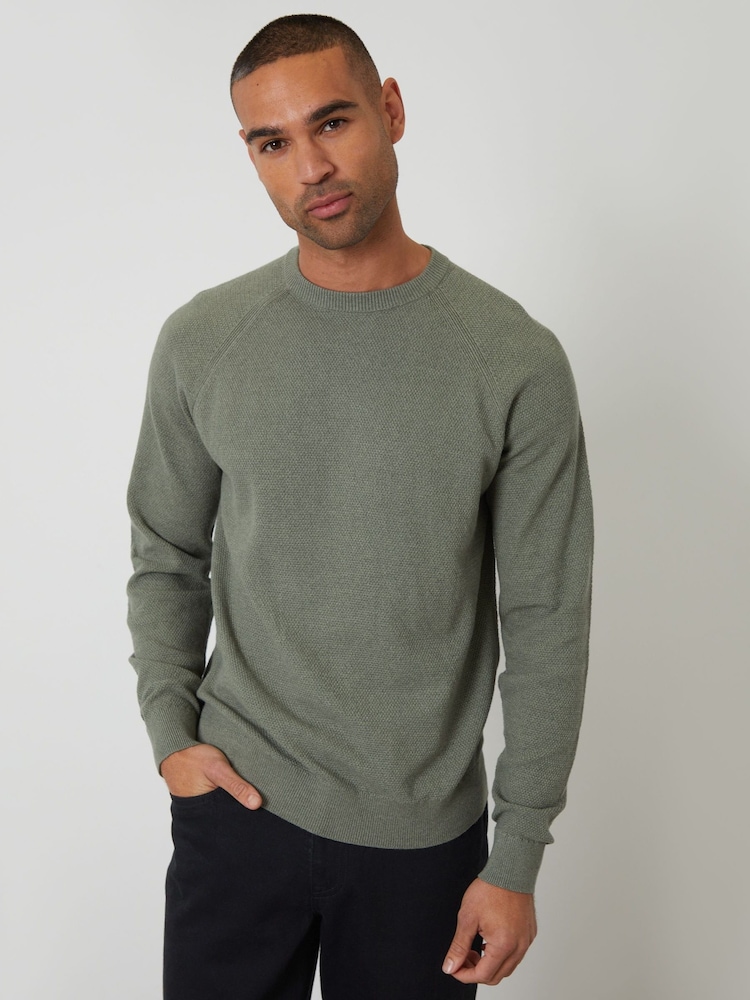 Grün - Threadbare Strickpullover mit Raglanärmeln und Rundhalsausschnitt - Bild 1 von 5