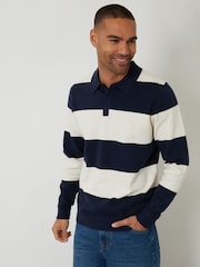 Threadbare Knitted Long Sleeve Rugby Polo Shirt - תמונה 1 מתוך 4