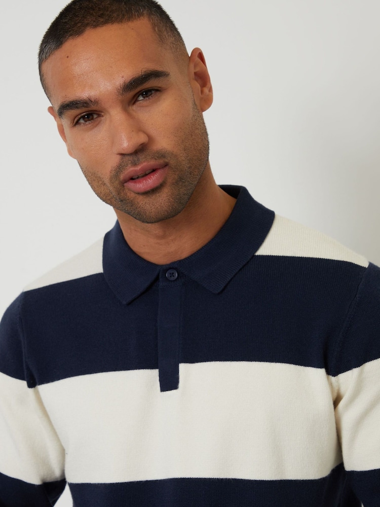 Threadbare Knitted Long Sleeve Rugby Polo Shirt - תמונה 4 מתוך 4