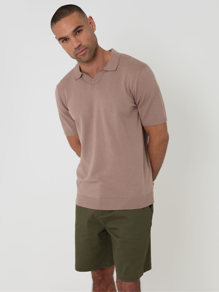 Коричневый - трикотажная рубашка поло с воротником Threadbare Trophy - Изображение 1 4