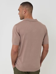 Коричневый - трикотажная рубашка поло с воротником Threadbare Trophy - Изображение 2 4