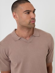 Коричневый - трикотажная рубашка поло с воротником Threadbare Trophy - Изображение 4 4