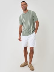 Verde - Threadbare Stripe Quarter Zip Knitted Polo Shirt - Imagen 3 de 5