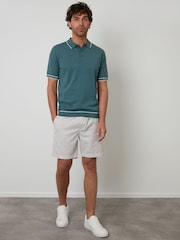Threadbare Green Knitted Short Sleeve Polo Shirt - Image 4 of 4