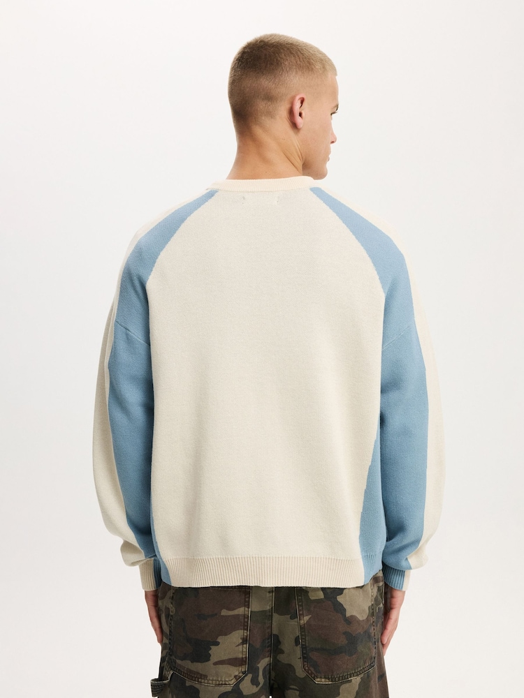 Cotton On Cream Sports Core Crew Knit Jumper - Image 2 of 4 Cotton On Cream Sports Core Crew Knit Jumper - Image 2 of 4