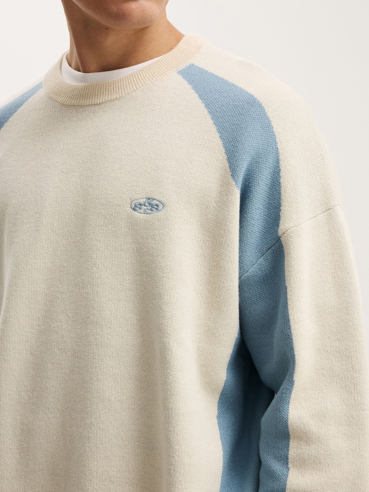Cotton On Cream Sports Core Crew Knit Jumper - Image 4 of 4 Cotton On Cream Sports Core Crew Knit Jumper - Image 4 of 4