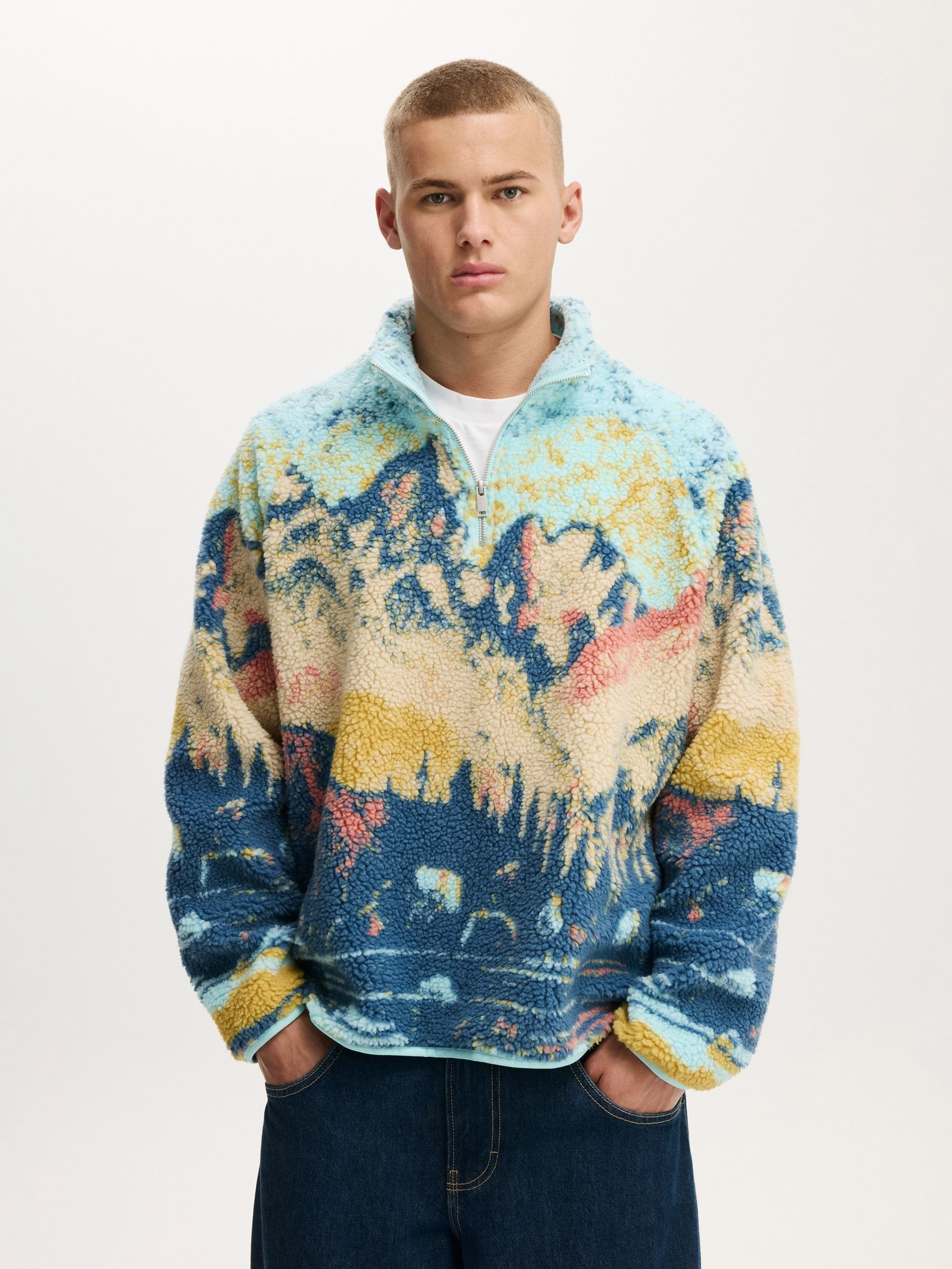 SY32 QUILT ＆ STORM FLEECE COMBI BLOUZON Blue/Blush Colorblock Fleece Jacket - Grace and Lace