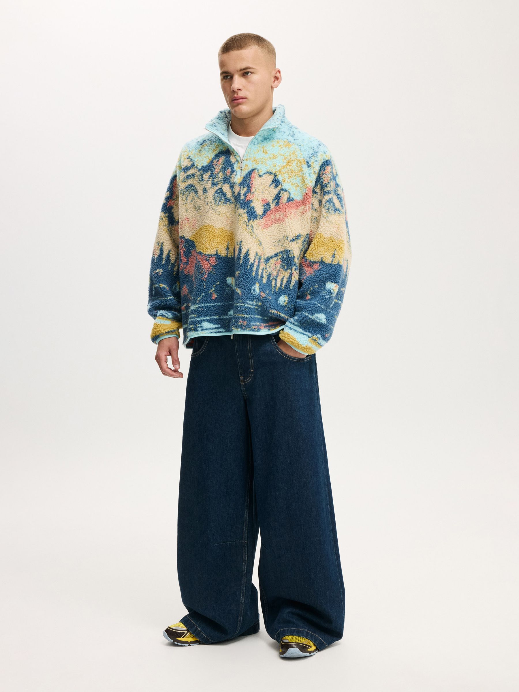 【新品】Facade Teddy zip sweater 3-4Y Stone Buy Cotton On Blue Quarter Zip Teddy Fleece from Next USA