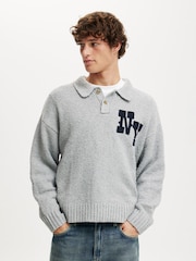 Cotton On Grey Boxy Rugby Polo Shirt - Image 1 of 4