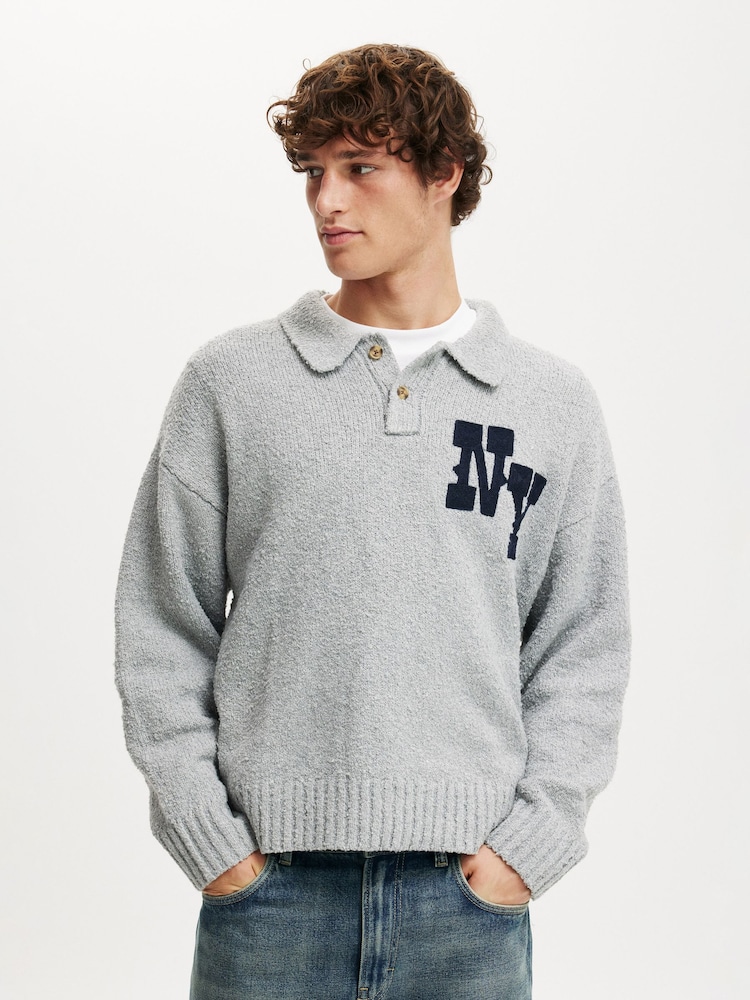 Cotton On Grey Boxy Rugby Polo Shirt - Image 1 of 4 Cotton On Grey Boxy Rugby Polo Shirt - Image 1 of 4