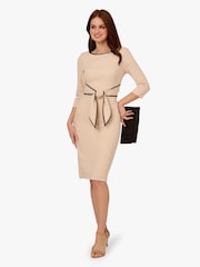 Adrianna Papell Natural Tipped Crepe Tie Dress - Image 2 of 6