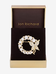 Jon Richard Gold Tone Pearl and Butterfly Brooch Gift Box - Image 1 of 4