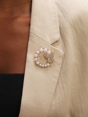 Jon Richard Gold Tone Pearl and Butterfly Brooch Gift Box - Image 3 of 4