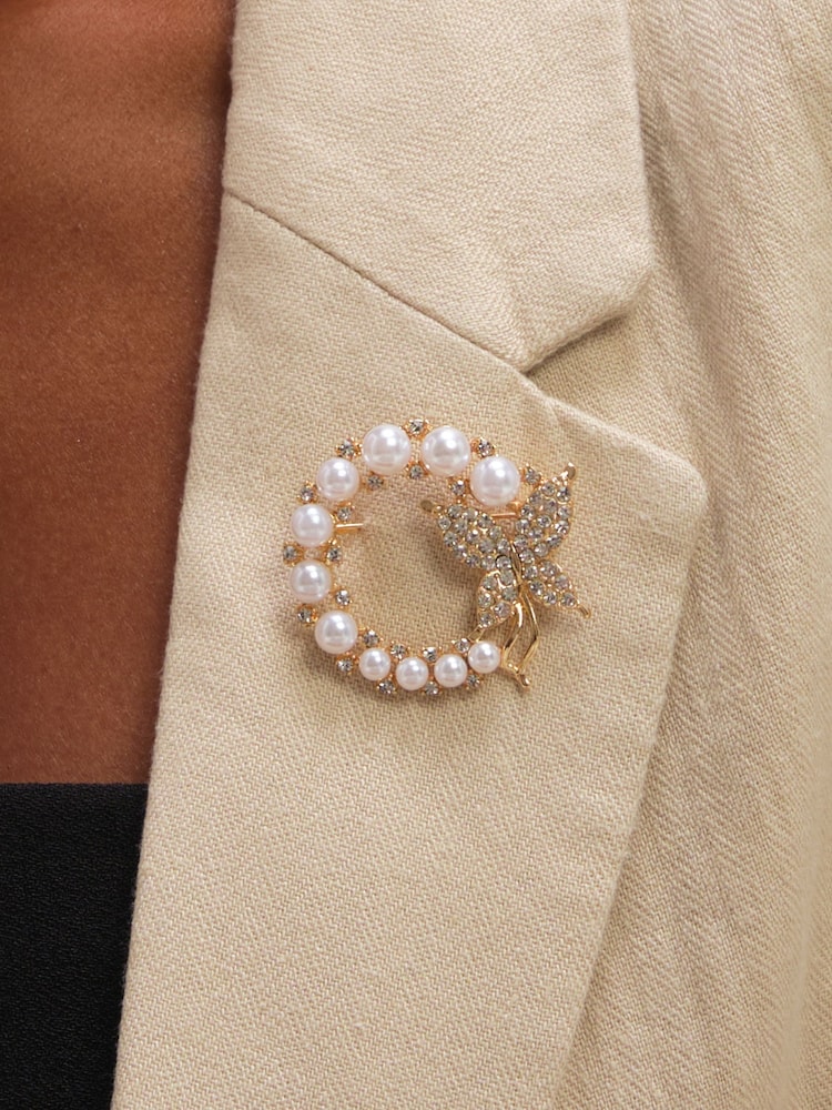 Jon Richard Gold Tone Pearl and Butterfly Brooch Gift Box - Image 4 of 4 Jon Richard Gold Tone Pearl and Butterfly Brooch Gift Box - Image 4 of 4