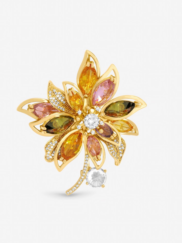 Jon Richard Gold Tone Multi Coloured Floral Brooch Gift Box - Image 2 of 2