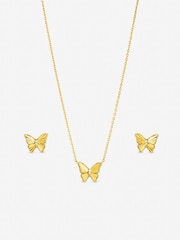 Jon Richard Gold Tone Diamond Cut Butterfly Set Gift Box - Image 1 of 2